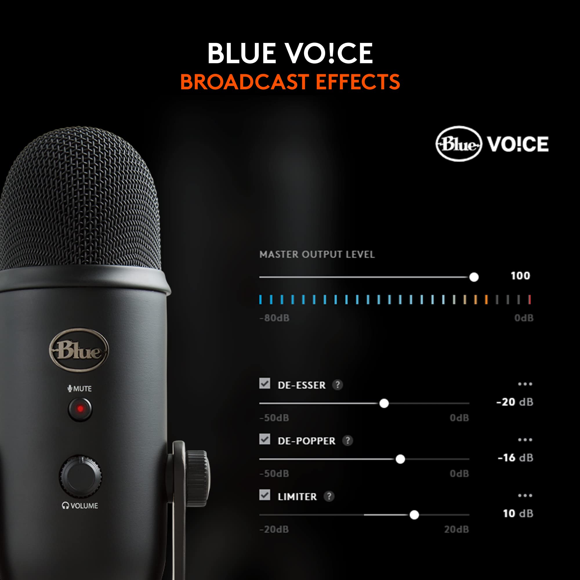 Logitech Creators Blue Yeti USB Microphone for PC, Mac, Gaming, Recording, Streaming, Podcasting, Studio and Computer Condenser Mic with Blue VO!CE effects, 4 Pickup Patterns, Plug and Play - Blackout - Image 3