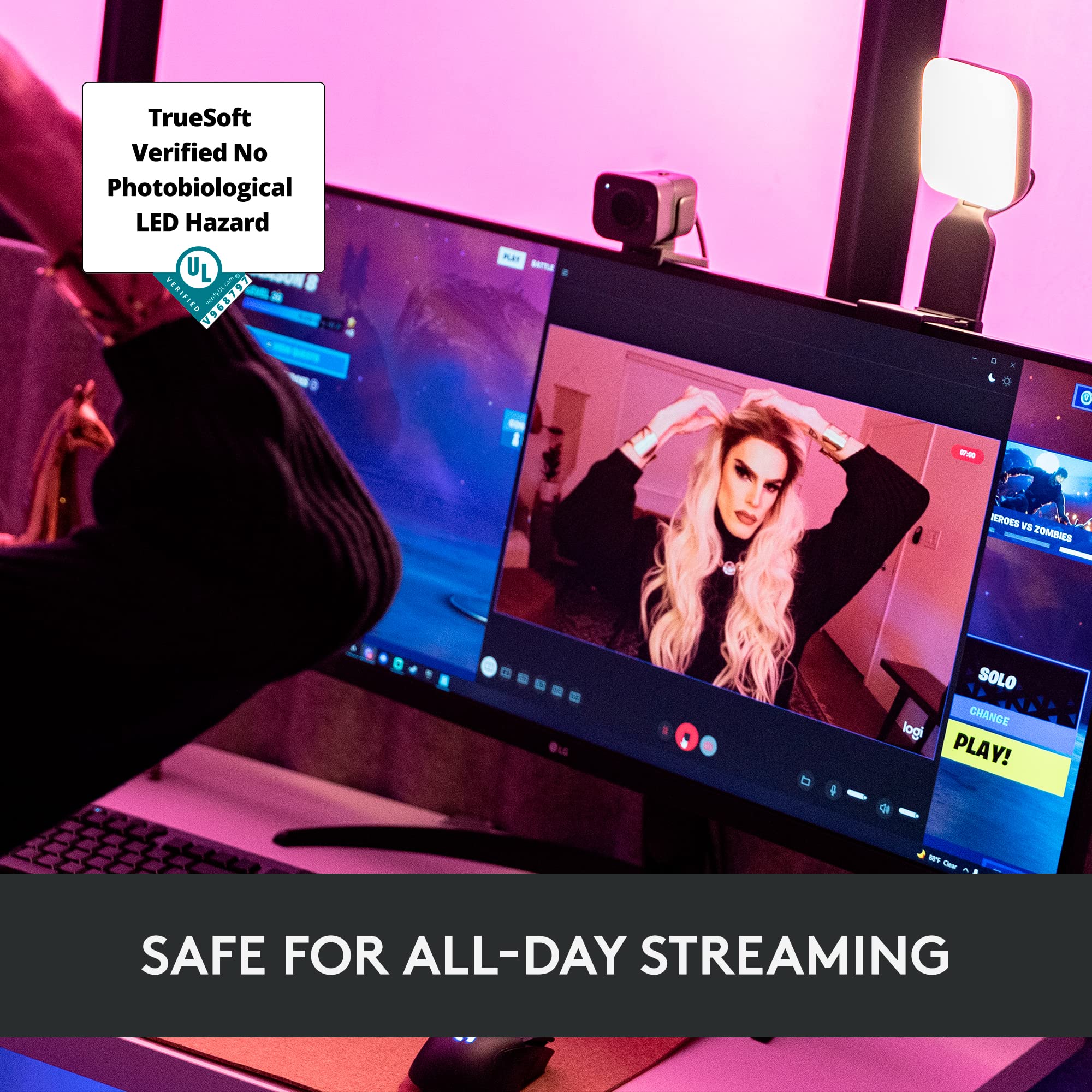 Logitech for Creators Litra Glow Premium LED Streaming Light with TrueSoft- Computer lighting for video conferencing, Zoom meetings, with adjustable mount and desktop app control for PC/Mac - Graphite - Image 5