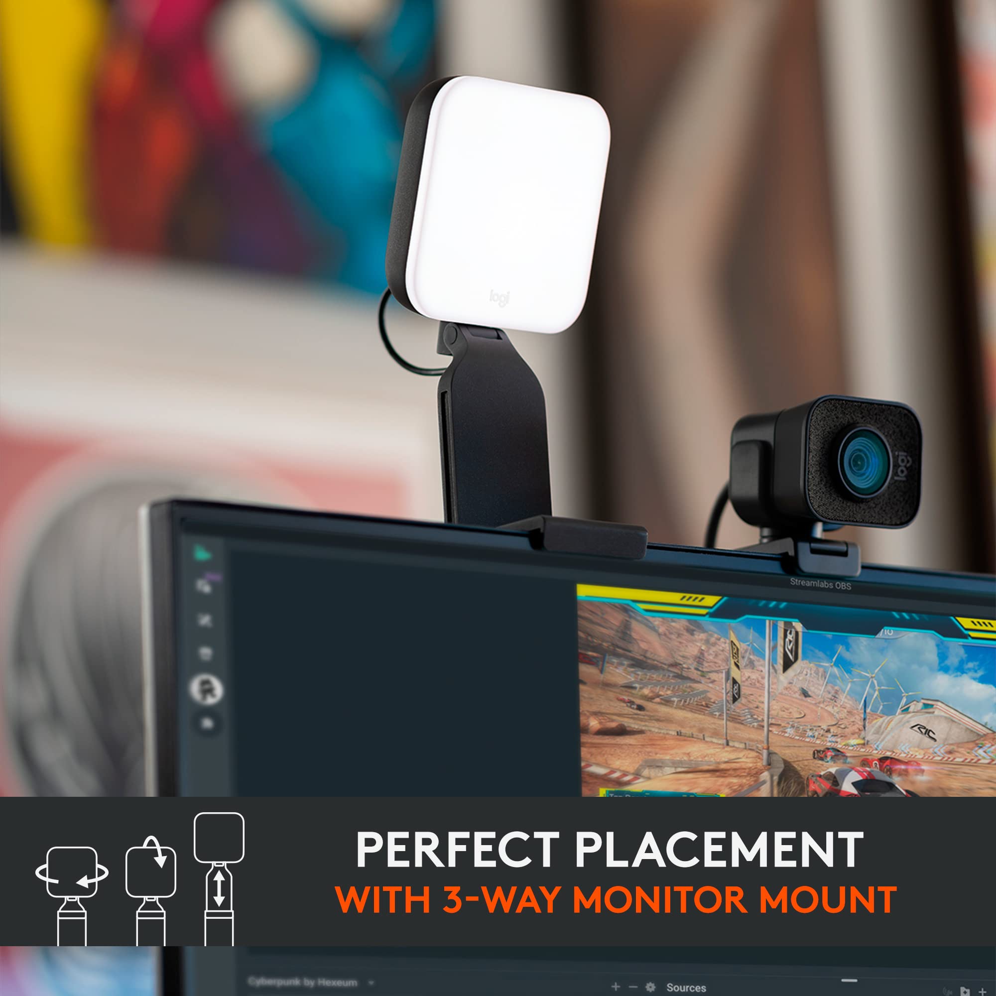 Logitech for Creators Litra Glow Premium LED Streaming Light with TrueSoft- Computer lighting for video conferencing, Zoom meetings, with adjustable mount and desktop app control for PC/Mac - Graphite - Image 6