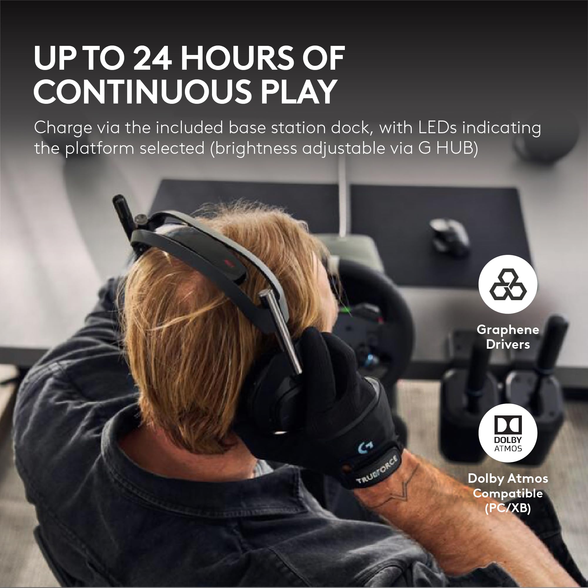 Logitech G Astro A50 X Multi-Platform Wireless Gaming Headset + Base Station for PS5/Xbox/PC: PLAYSYNC Video & Audio Switcher, HDMI 2.1 4K 120Hz VRR, <24bit/48kHz, 24hr Battery, 2.4GHz & BT - Black - Image 6