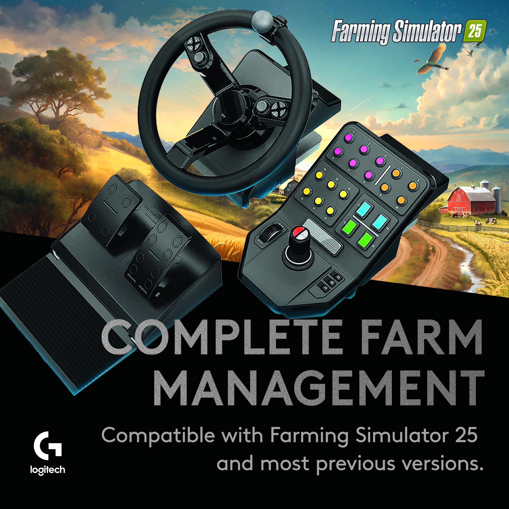 Logitech G Farm Simulator Heavy Equipment Bundle (2nd Generation), Steering Wheel Controller for Farm Simulation 2025 (and Previous Versions), Wheel, Pedals, Vehicle Side Panel Control Deck for PC - Image 4