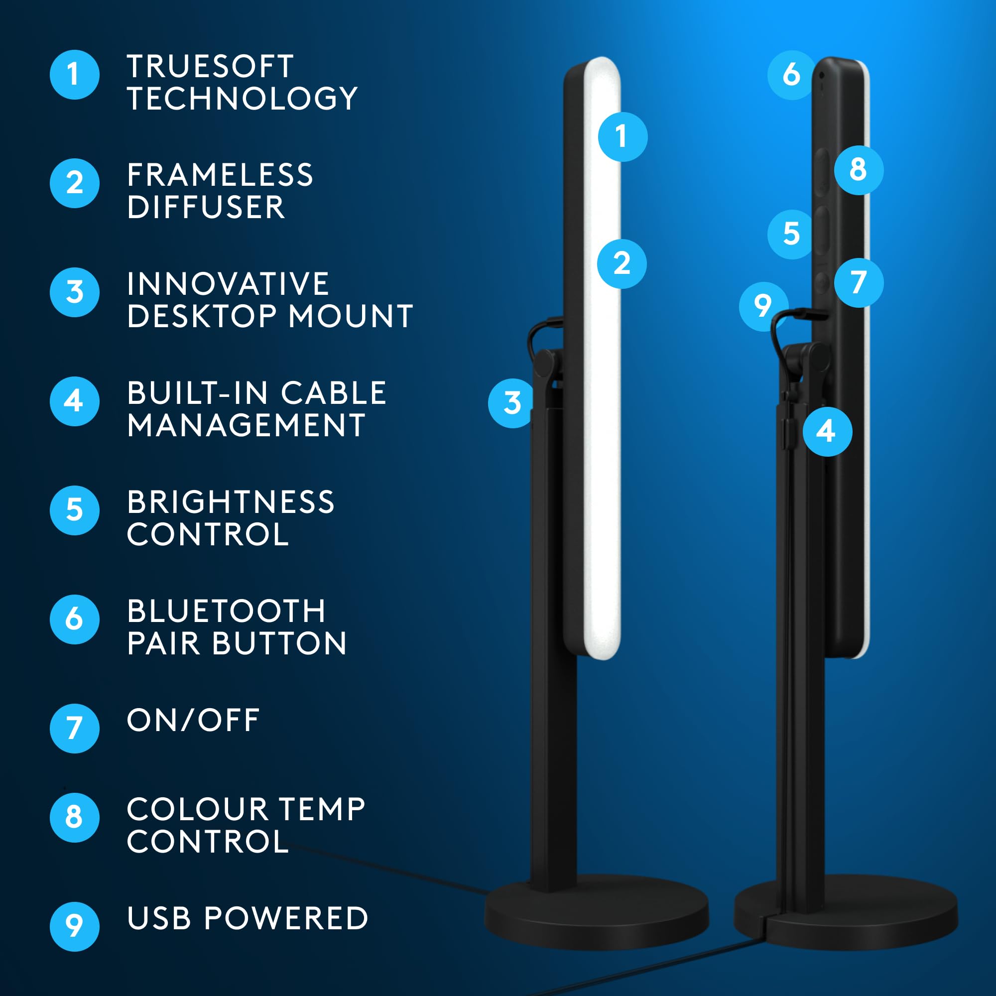 Logitech G Litra Beam Premium LED Gaming Key Light with TrueSoft, Adjustable Desktop Mount, Brightness/Color Temp Settings, Desktop App Control for PC/Mac - Graphite - Image 5