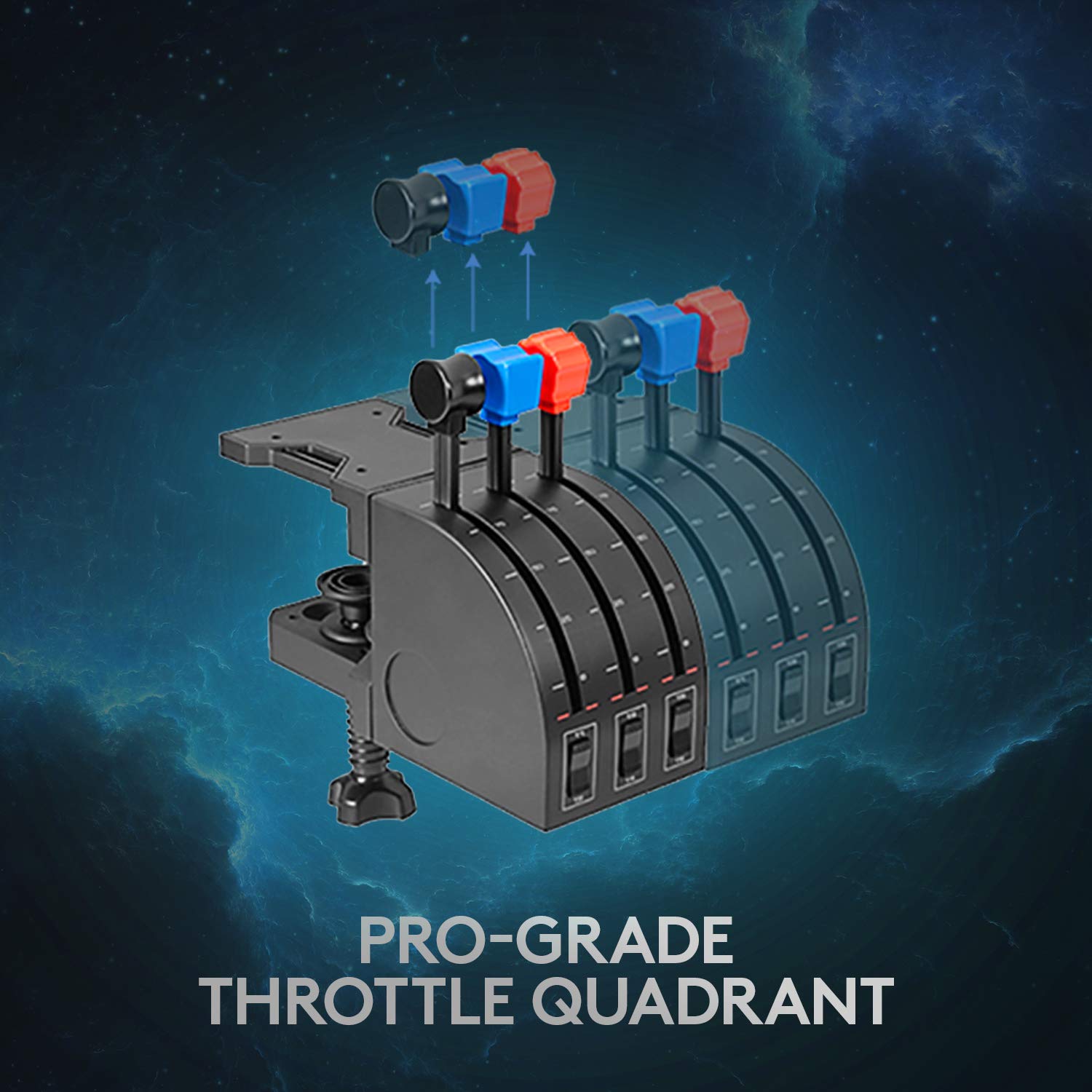 Logitech G PRO Flight Yoke System, Professional Simulation Yoke and Throttle Quadrant, 3 Modes, 75 Programmable Controls, Configurable Knobs, Steel Shaft, USB, PC - Black - Image 3