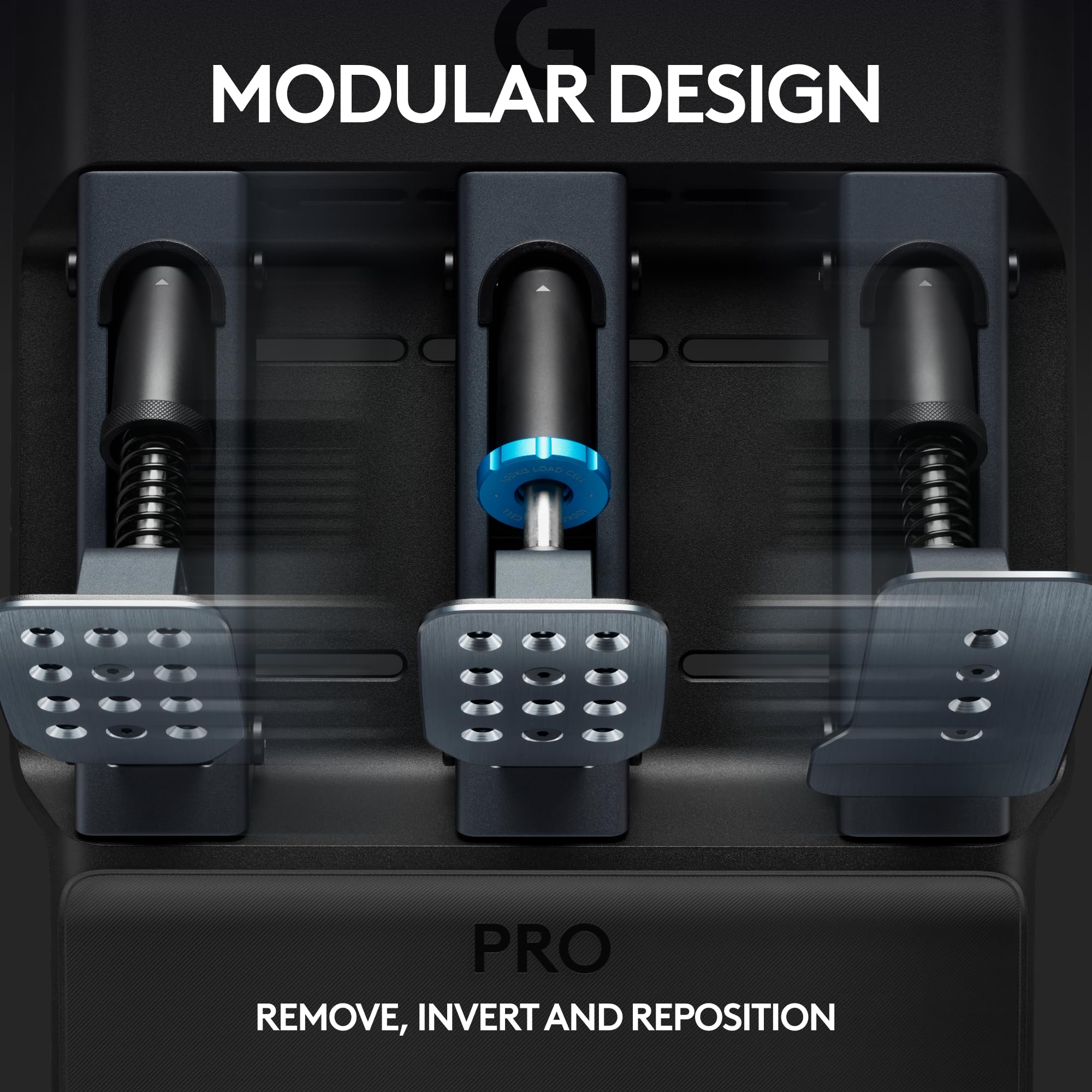 Logitech G PRO Racing Pedals - Racing Simulator Pedals with 100kg Load Cell Brake, Fully Customizable, Swappable Springs & Elastomers, Modular Design - Image 4