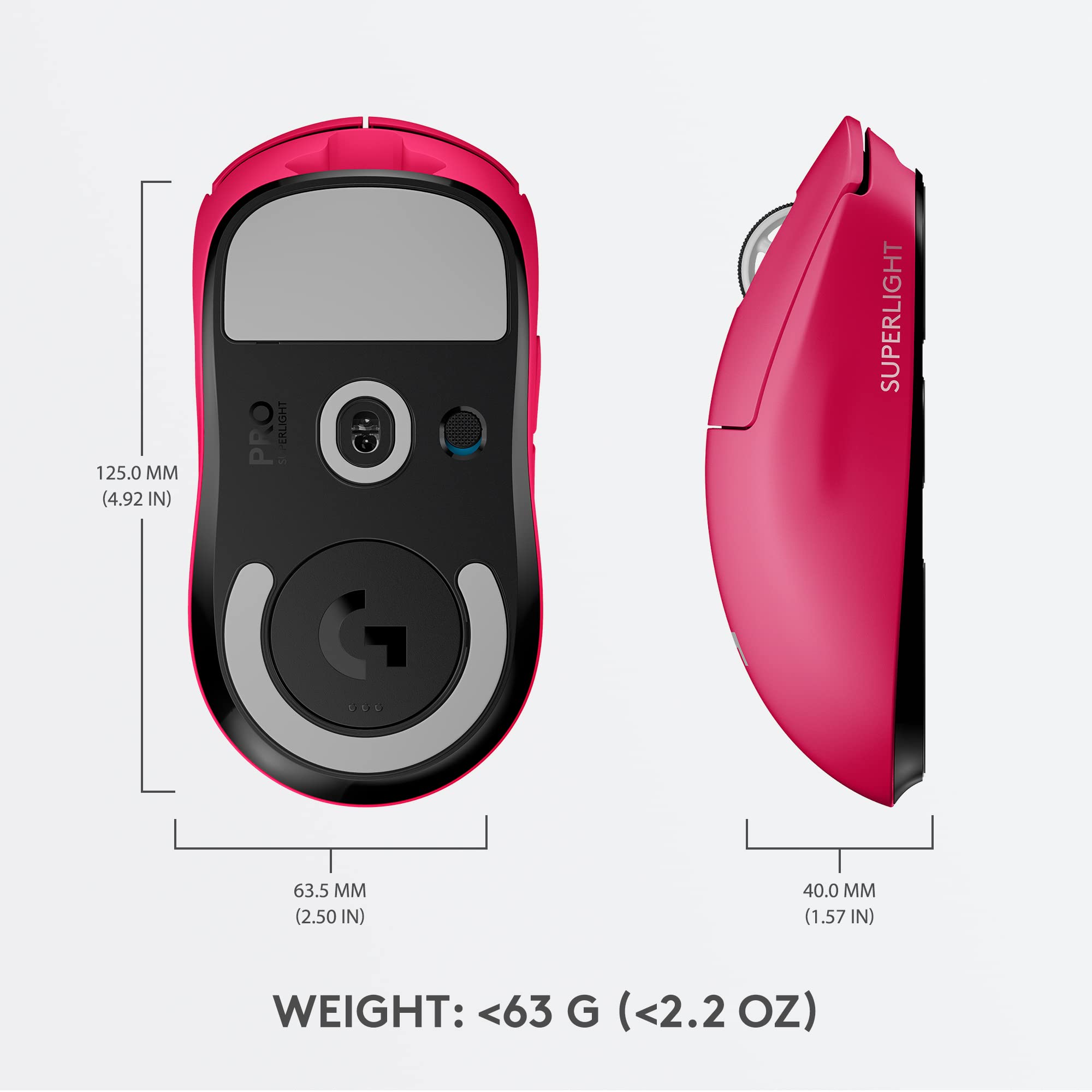 Logitech G PRO X Superlight Wireless Gaming Mouse, Ultra-Lightweight, Hero 25K Sensor, 25,600 DPI, 5 Programmable Buttons, Long Battery Life, Compatible with PC/Mac - Magenta - Image 9