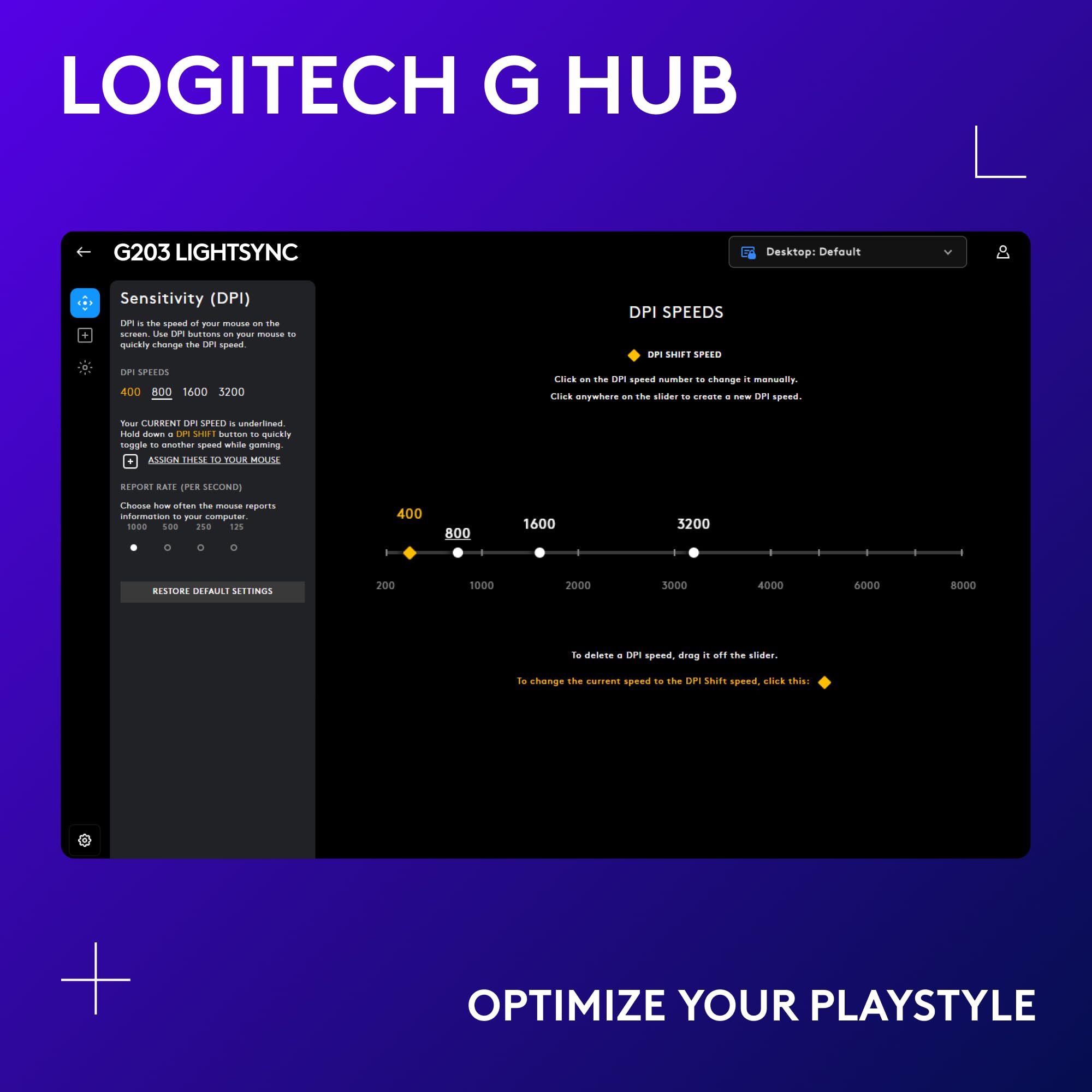 Logitech G203 Wired Gaming Mouse, 8,000 DPI, Rainbow Optical Effect LIGHTSYNC RGB, 6 Programmable Buttons, On-Board Memory, Screen Mapping, PC/Mac Computer and Laptop Compatible - Black - Image 7