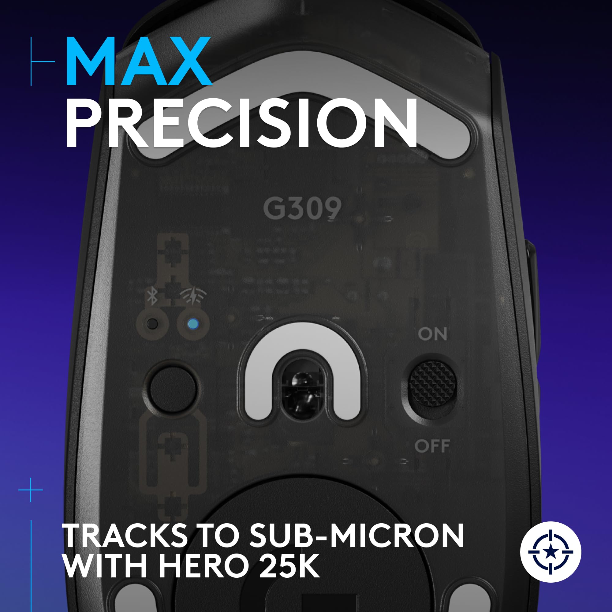 Logitech G309 Lightspeed Wireless Gaming Mouse, Lightweight, LIGHTFORCE Hybrid Switches, Hero 25K Sensor, 300+ Hour Battery Life with AA Battery, 6 Programmable Buttons, PC & Mac - Black - Image 5