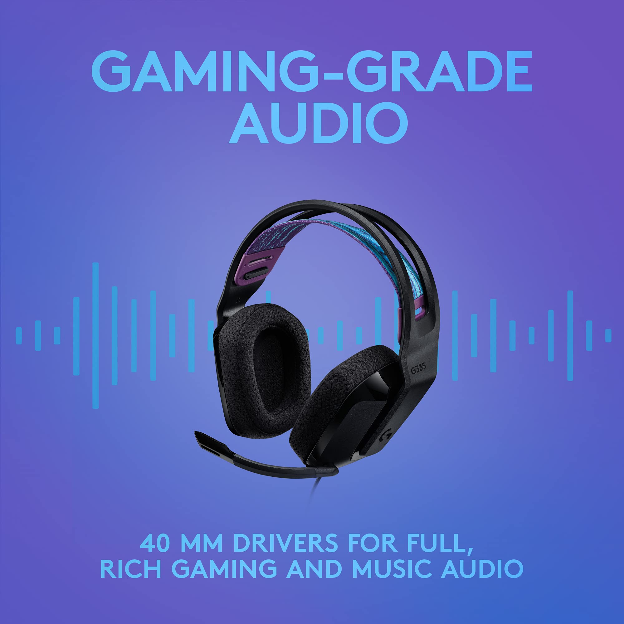 Logitech G335 Wired Gaming Headset, with Flip to Mute Microphone, 3.5mm Audio Jack, Memory Foam Earpads, Lightweight, Compatible with PC, PlayStation, Xbox, Nintendo Switch/Switch 2 - Black - Image 10