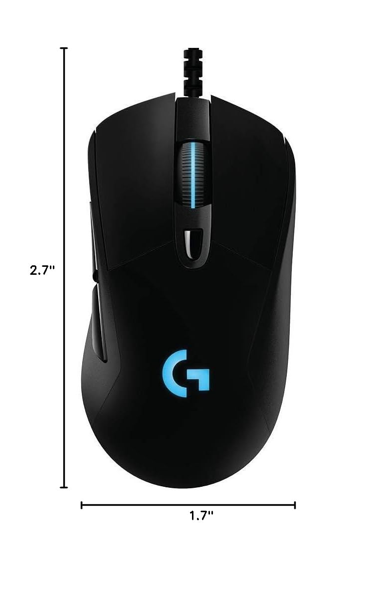 Logitech G403 Hero 25K Gaming Mouse, Lightsync RGB, Lightweight 87G+10G Optional, Braided Cable, 25, 600 DPI, Rubber Side Grips, Black - Image 9