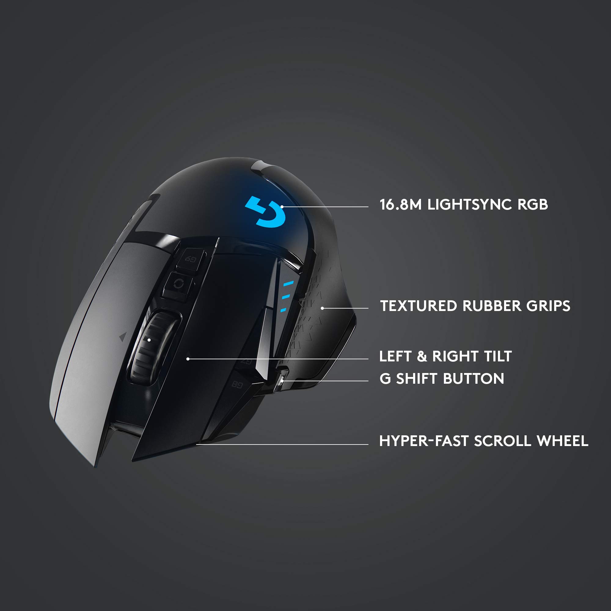 Logitech G502 Lightspeed Wireless Gaming Mouse with Hero 16K Sensor, PowerPlay Compatible, Tunable Weights and Lightsync RGB - Black (Renewed) - Image 6