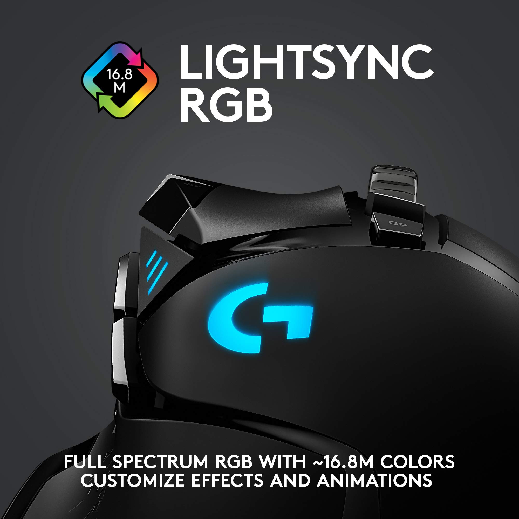 Logitech G502 Lightspeed Wireless Gaming Mouse with Hero 16K Sensor, PowerPlay Compatible, Tunable Weights and Lightsync RGB - Black (Renewed) - Image 8