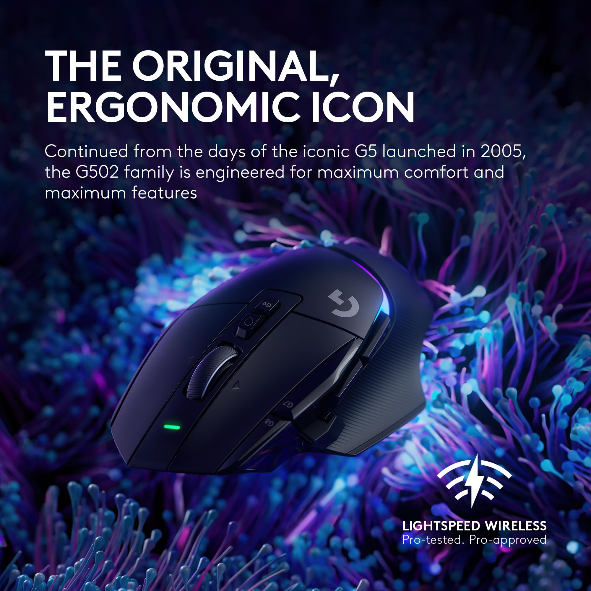 Logitech G502 X Plus Wireless Gaming Mouse: Optical Switches, LIGHTSYNC RGB, 13 Buttons, Infinite Scroll Toggle, <130 hr Battery Life, USB-C, PowerPlay Wireless Charging Capable, for PC/MacOS - Black - Image 3