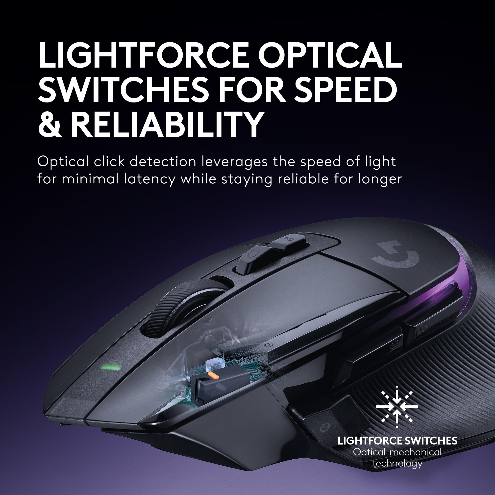 Logitech G502 X Plus Wireless Gaming Mouse: Optical Switches, LIGHTSYNC RGB, 13 Buttons, Infinite Scroll Toggle, <130 hr Battery Life, USB-C, PowerPlay Wireless Charging Capable, for PC/MacOS - Black - Image 5