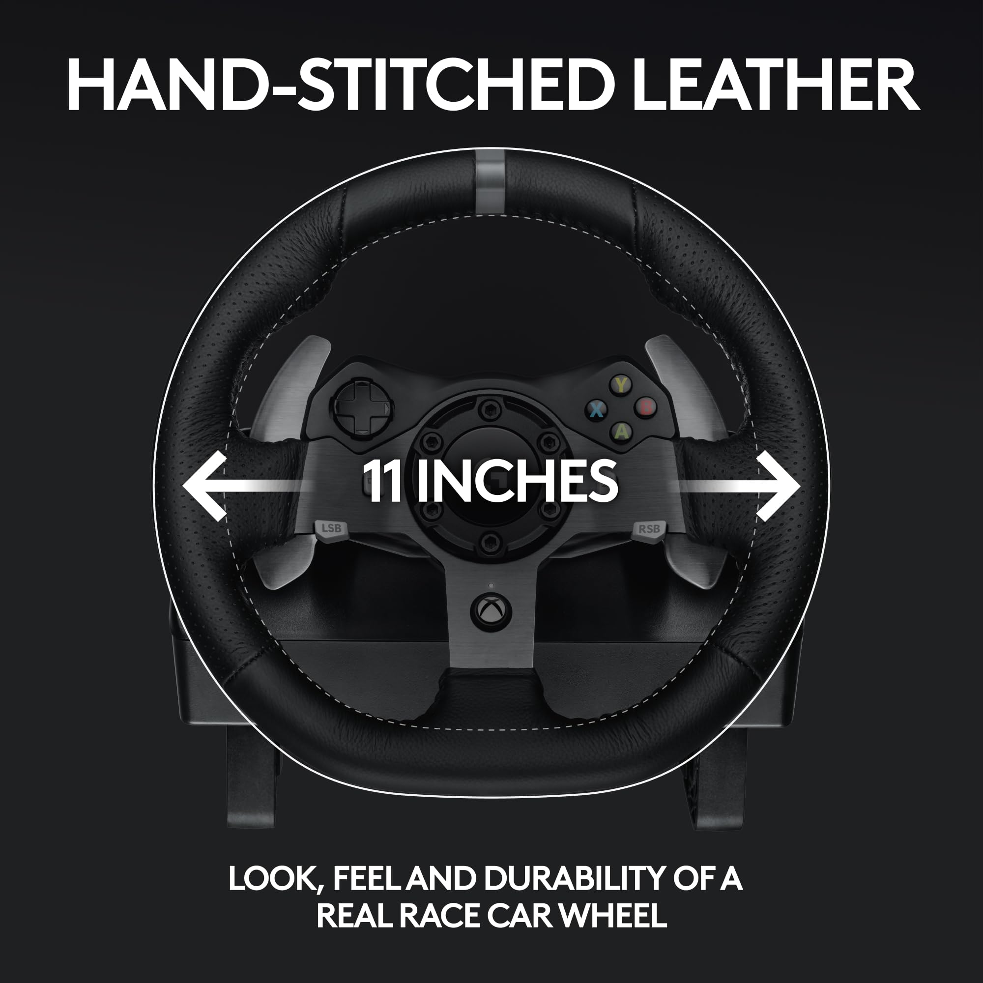 Logitech G920 Driving Force Racing Wheel and Floor Pedals, Real Force Feedback, Stainless Steel Paddle Shifters, Leather Steering Wheel Cover for Xbox Series X|S, Xbox One, PC, Mac - Black - Image 5