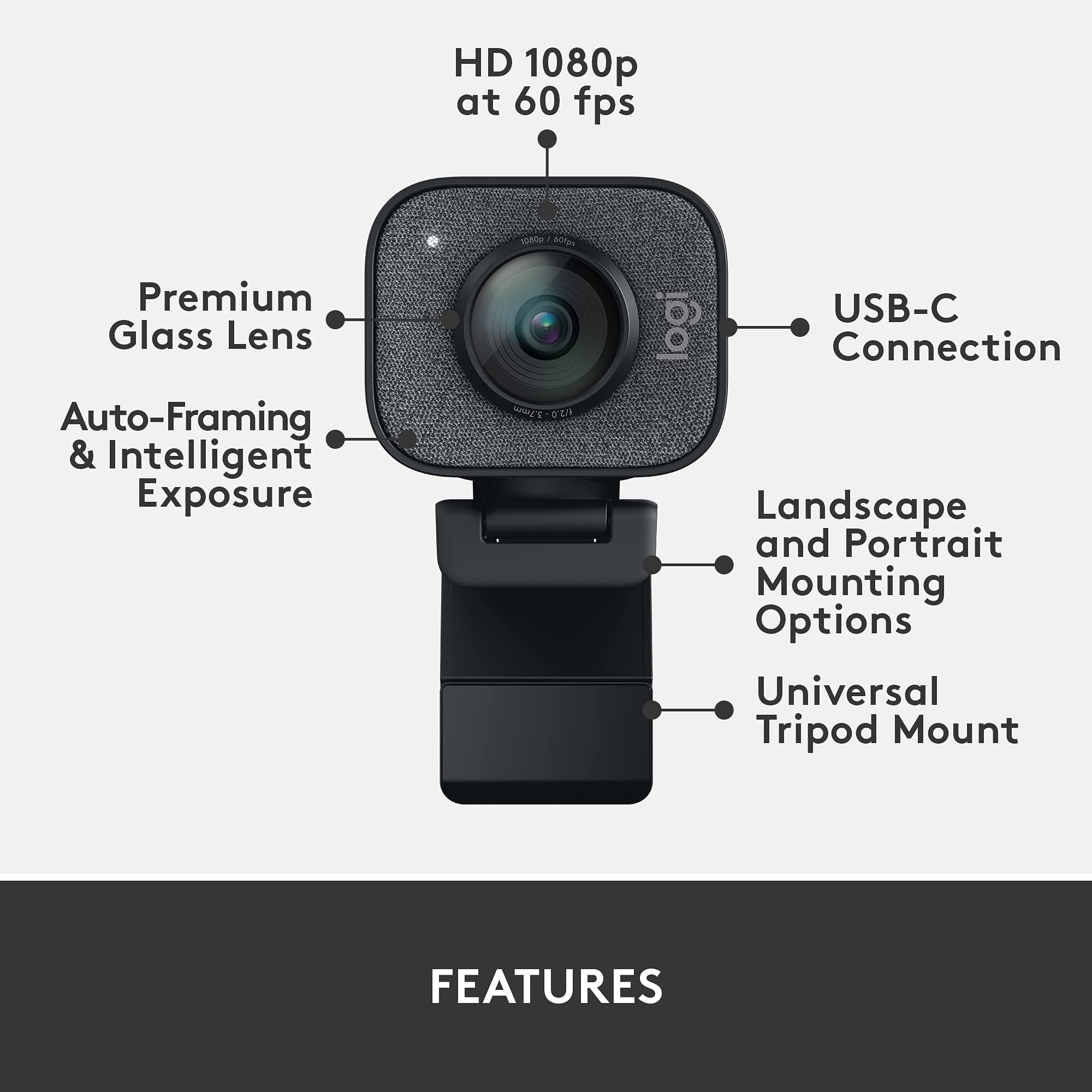 Logitech StreamCam Premium Webcam for Streaming and Content Creation, Full HD 1080p 60 fps, Works with Microsoft Teams, Google Meet, Zoom, Nintendo Switch 2’s new GameChat mode, for PC/Mac – Graphite - Image 6